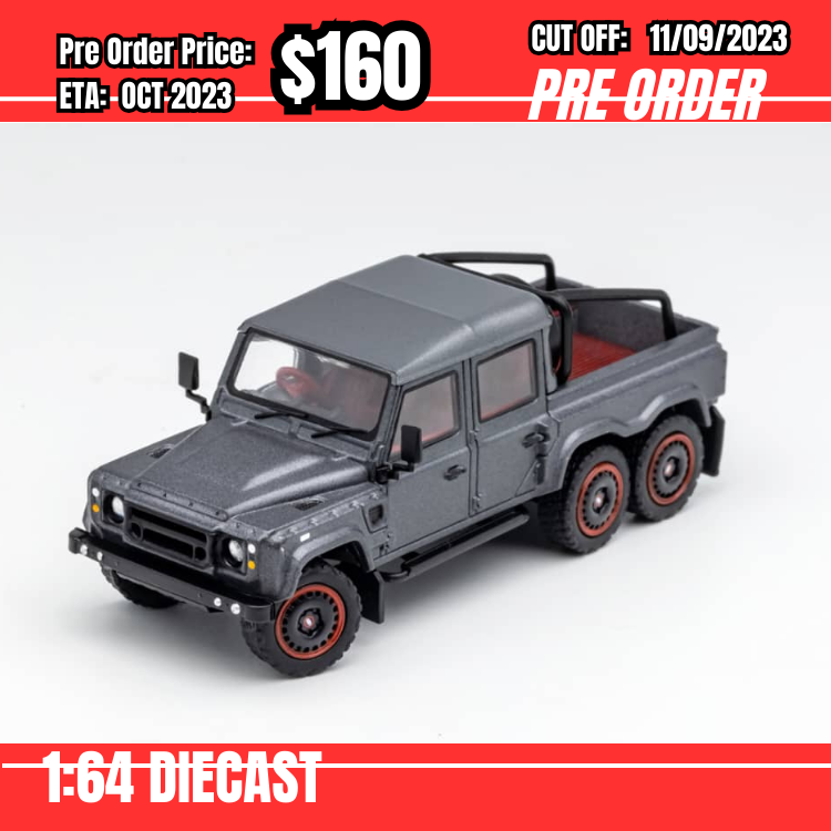 PO-$160 * GCD * 1:64 Land Rover Defender 110 Kahn Pick Up Grey [OD06/09]