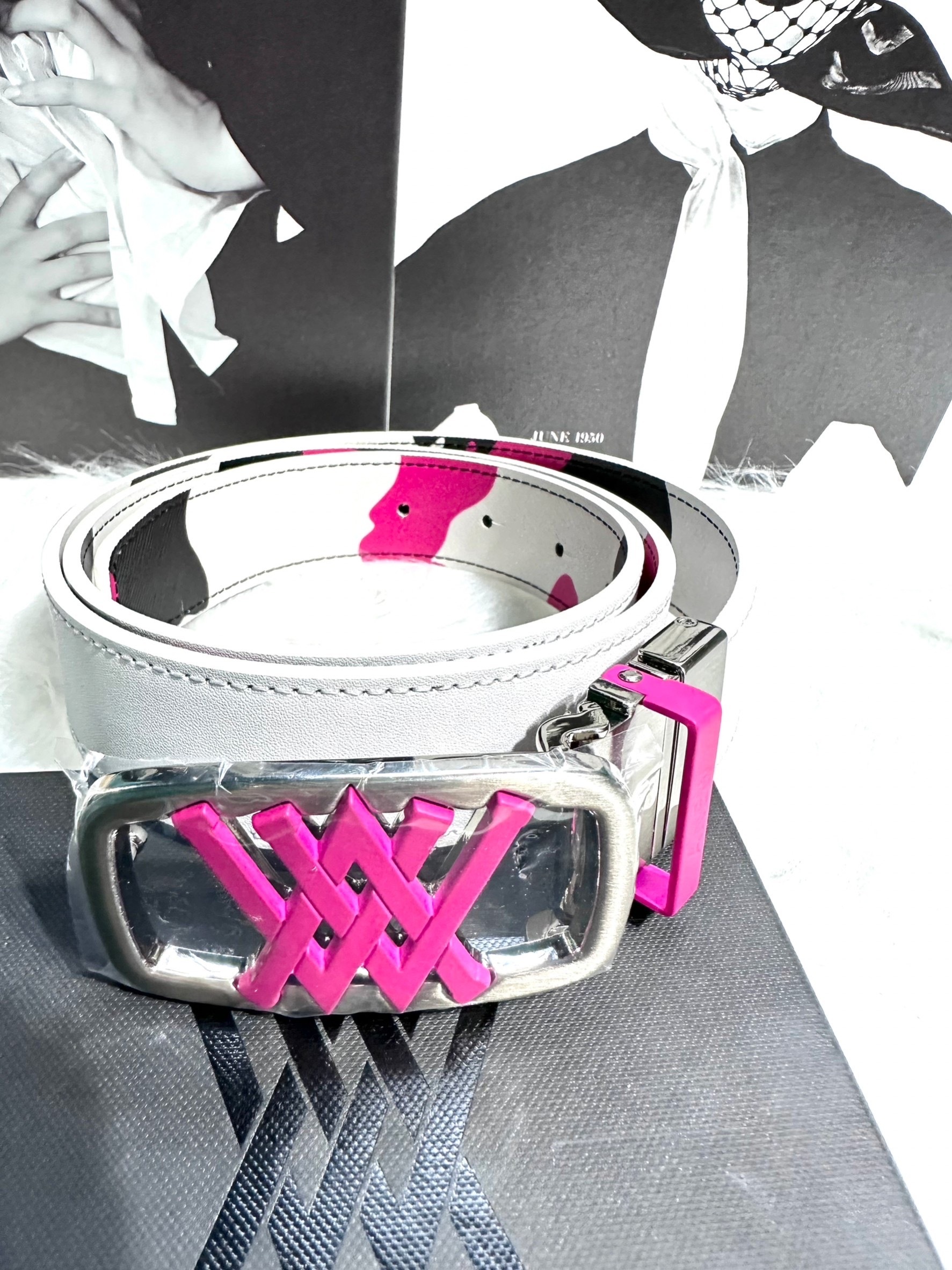 【現貨】5折起 男女共用款 韓版時尚迷彩雙面可調皮帶 腰帶/知名高球 Anewgolf 品牌/MWA112050