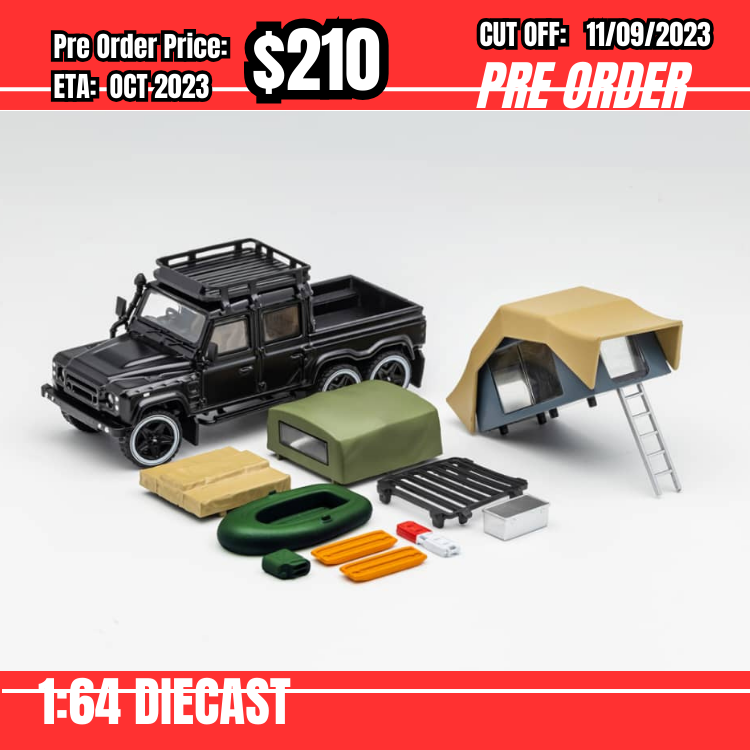 PO-$210 * GCD * 1:64 Land Rover Defender 110 Kahn Pick Up Black w/accessories [OD06/09]