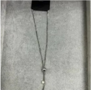 [S] NYU.NYU CHAIN WITH BLACK BUTTERFLY & PEARL NECKLACE,SILVER, SNN237 (SNN237)