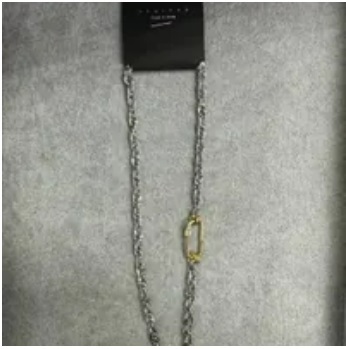 [S] NYU.NYU DETAILED SILVER CHAIN NECKLACE WITH GOLD DETAIL, SNN247 (SNN247)