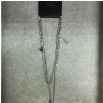 [S] NYU.NYU 2 LAYER HEART CHAIN NECKLACE,SILVER, SNN248 (SNN248)