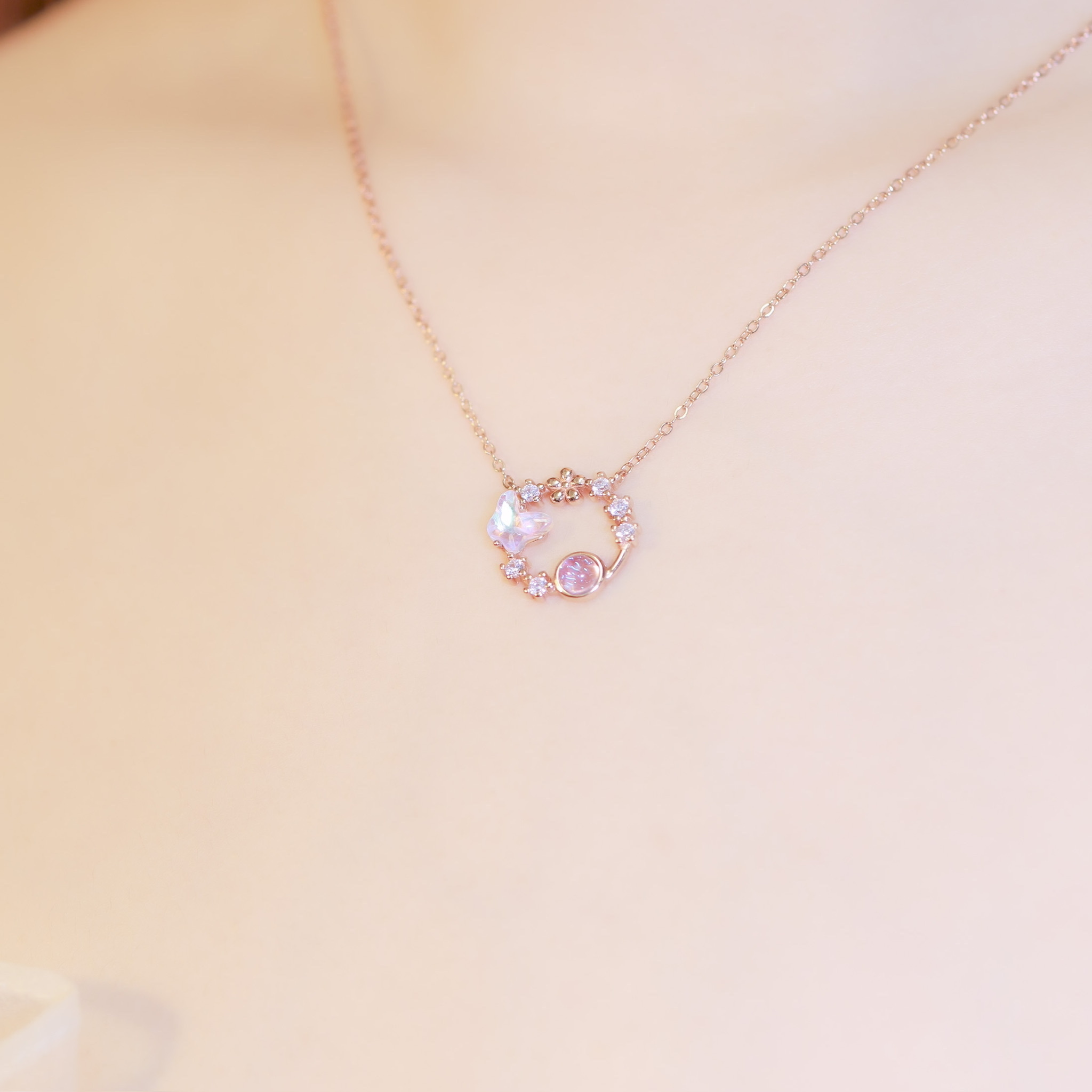 | 925純銀・白金・玫瑰金・琉璃 | 夢幻超載項鍊  (銀/玫瑰金) | NE0634 |