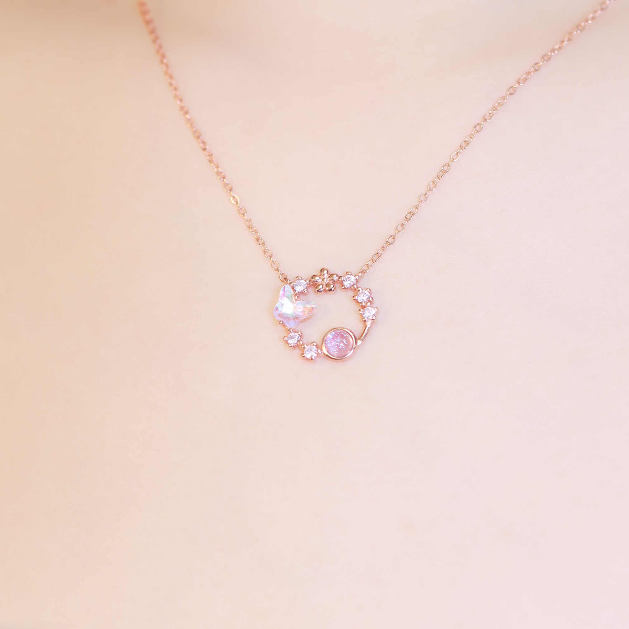 | 925純銀・白金・玫瑰金・琉璃 | 夢幻超載項鍊  (銀/玫瑰金) | NE0634 |