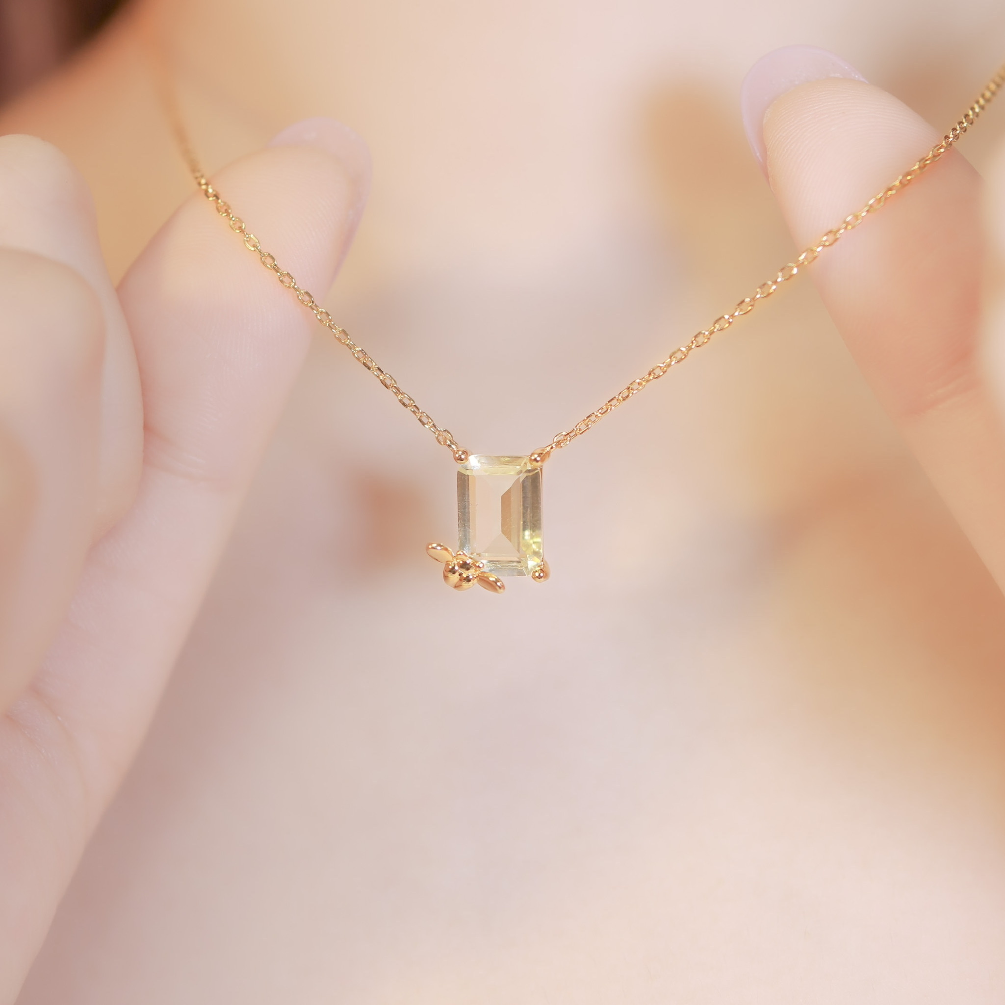 | 925 Silver・10k Gold・Lemon Quartz | Honey Garden Necklace | NE0456 |