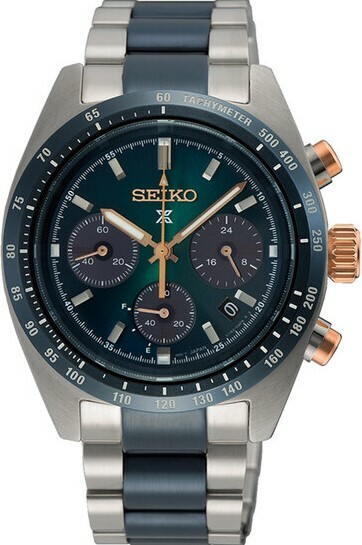 萬年鐘錶 - SEIKO PROSPEX  SPEEDTIMER  台灣限量款漸層藍綠色太陽能三眼計時腕錶  平價石英熊貓錶  SSC925P1 / V192-0AK0B 錶徑39MM