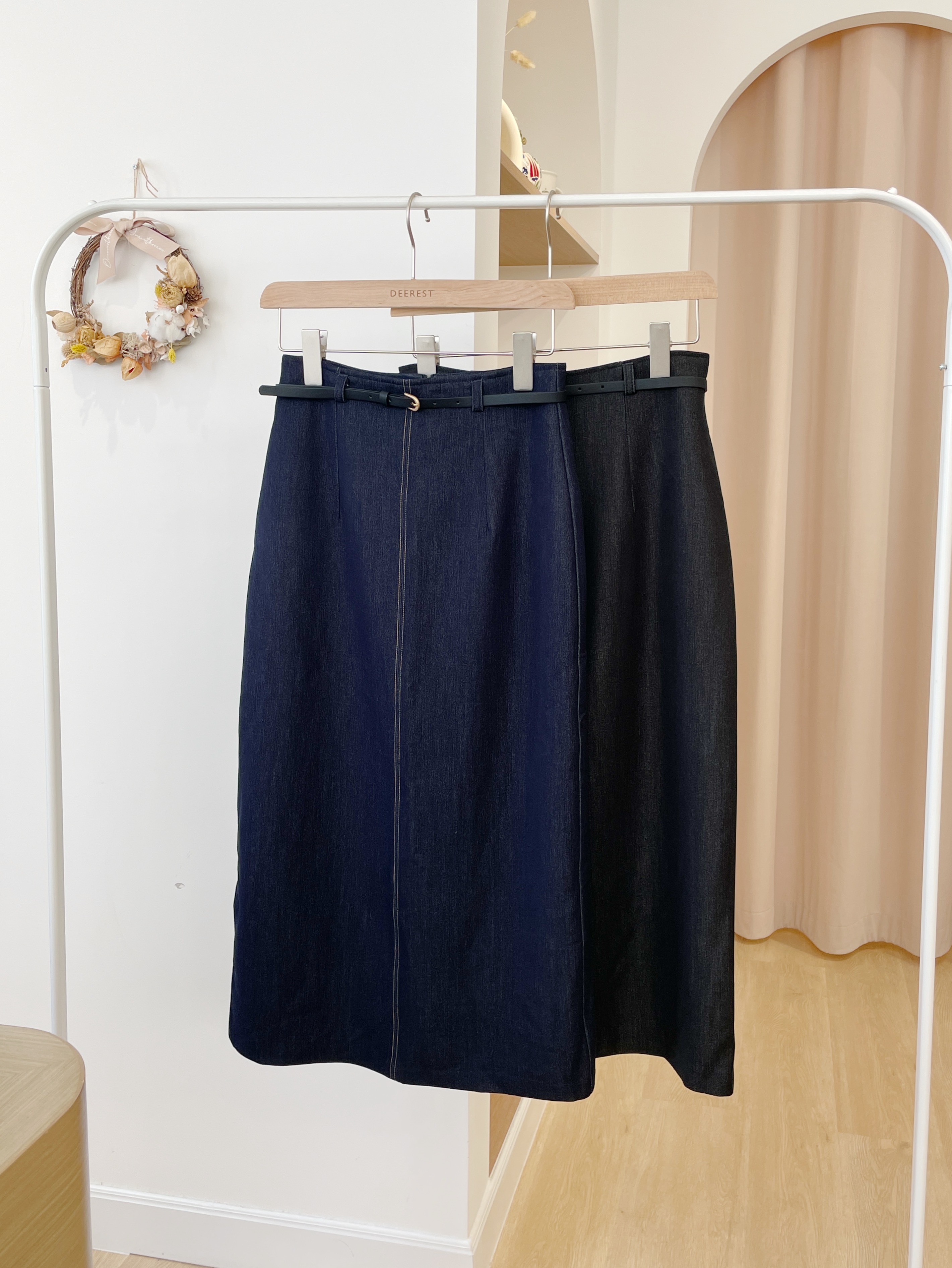 SK341 Midnight Belted Long Skirt