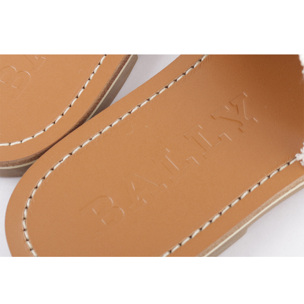 【BALLY】Bianka Logo 刺繡平底拖鞋(骨白色) 6302815