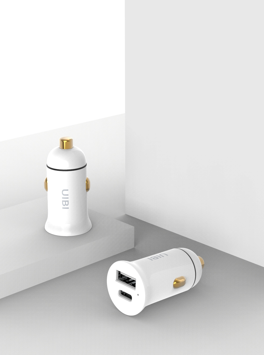 UIBI 30W 雙孔快充車充  (USB-C + USB A)  | 純潔白