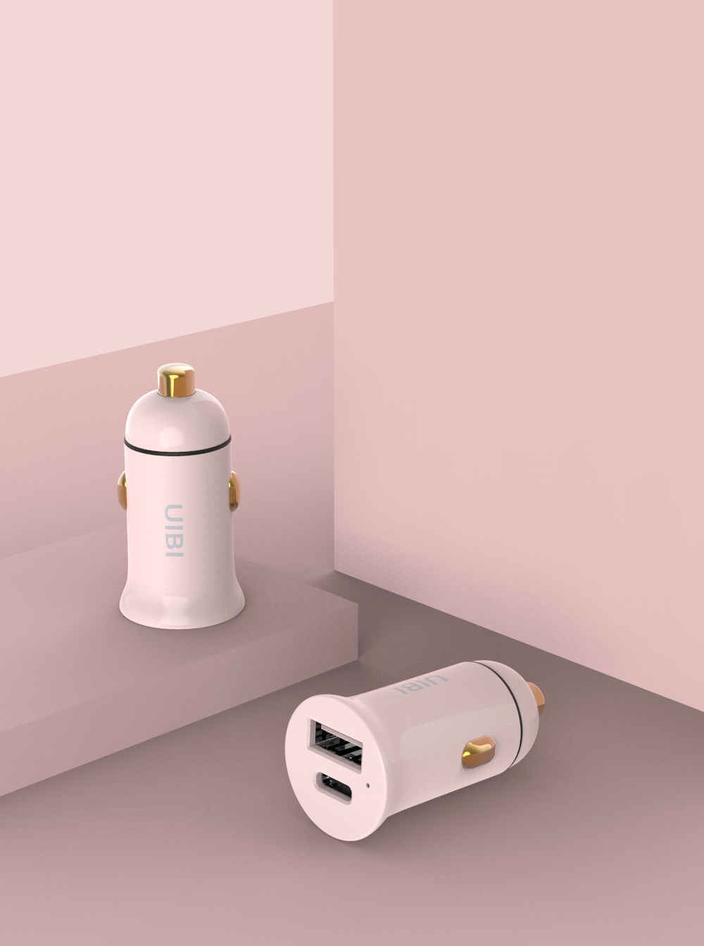 UIBI 30W 雙孔快充車充 (USB-C + USB A) | 少女粉