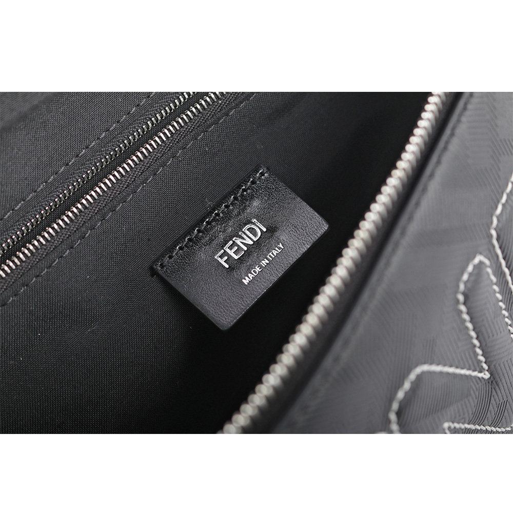 【FENDI】FF Logo Shadow 皮革腰包(黑色) 7VA562 AP15 F0GXN