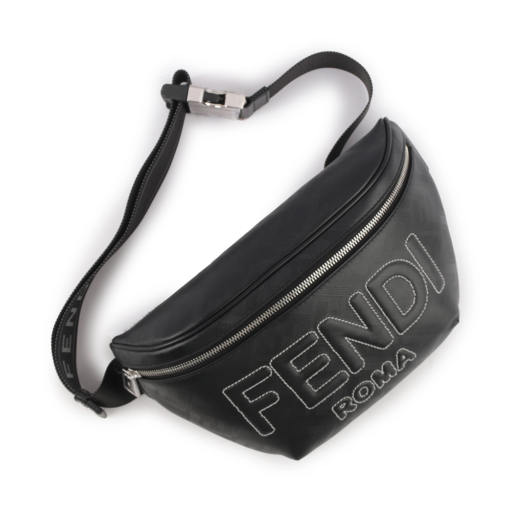 【FENDI】FF Logo Shadow 皮革腰包(黑色) 7VA562 AP15 F0GXN