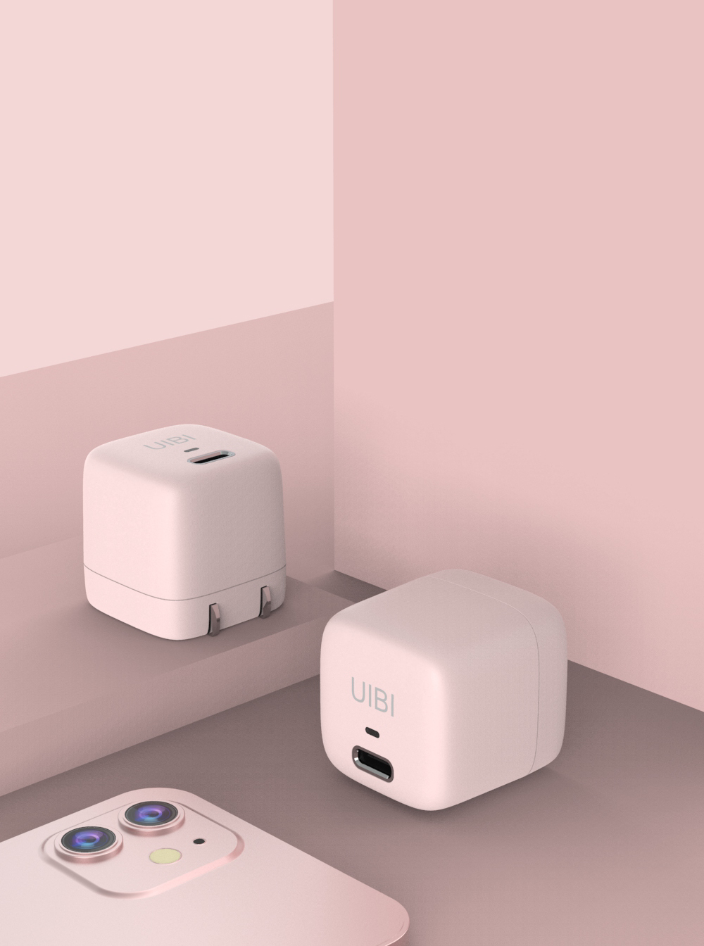 UIBI 20W 迷你快充頭｜少女粉