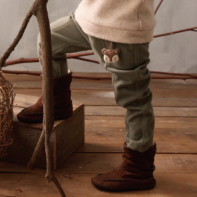 PIPPY麋鹿吊飾鬆緊帶褲圍休閒長褲 綠