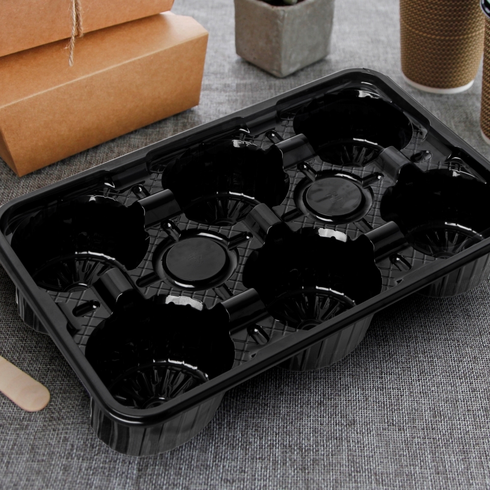 塑膠杯座 六杯 黑色