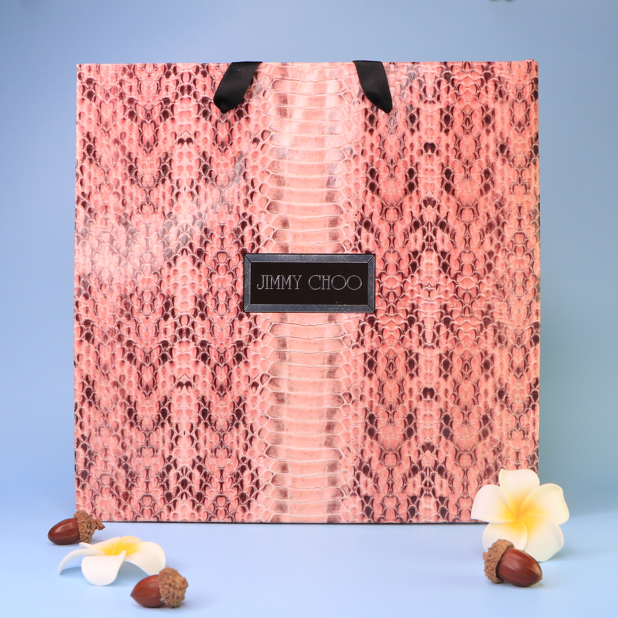 JIMMY CHOO 精美粉色蛇紋紙袋 (大) - BA0054