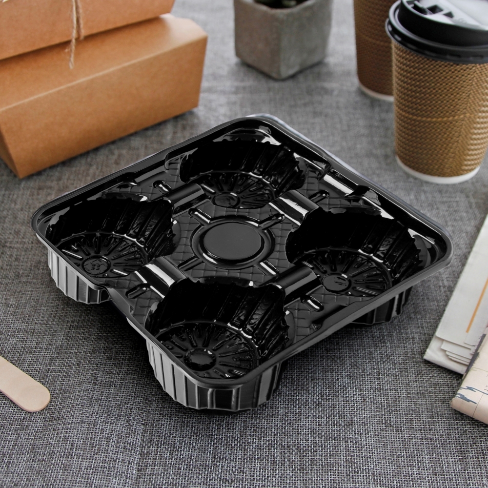 塑膠杯座 四杯 黑色