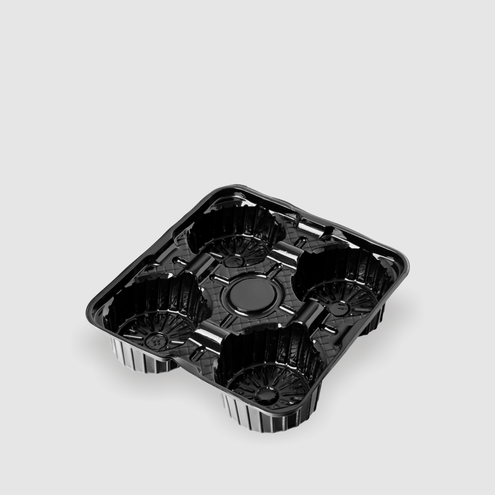 塑膠杯座 四杯 黑色