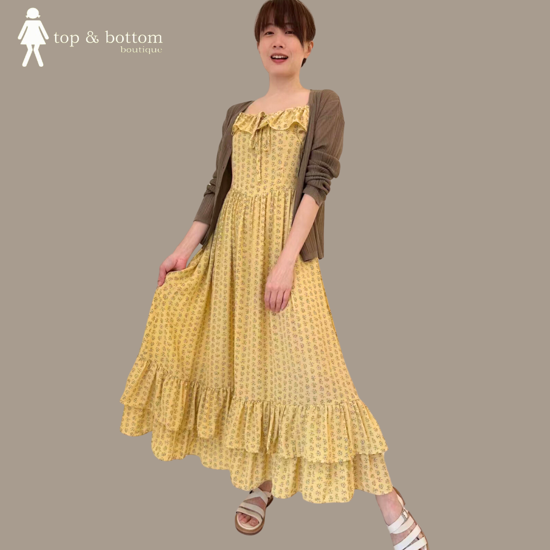 CHIFFON FLORAL FLARE LONG DRESS