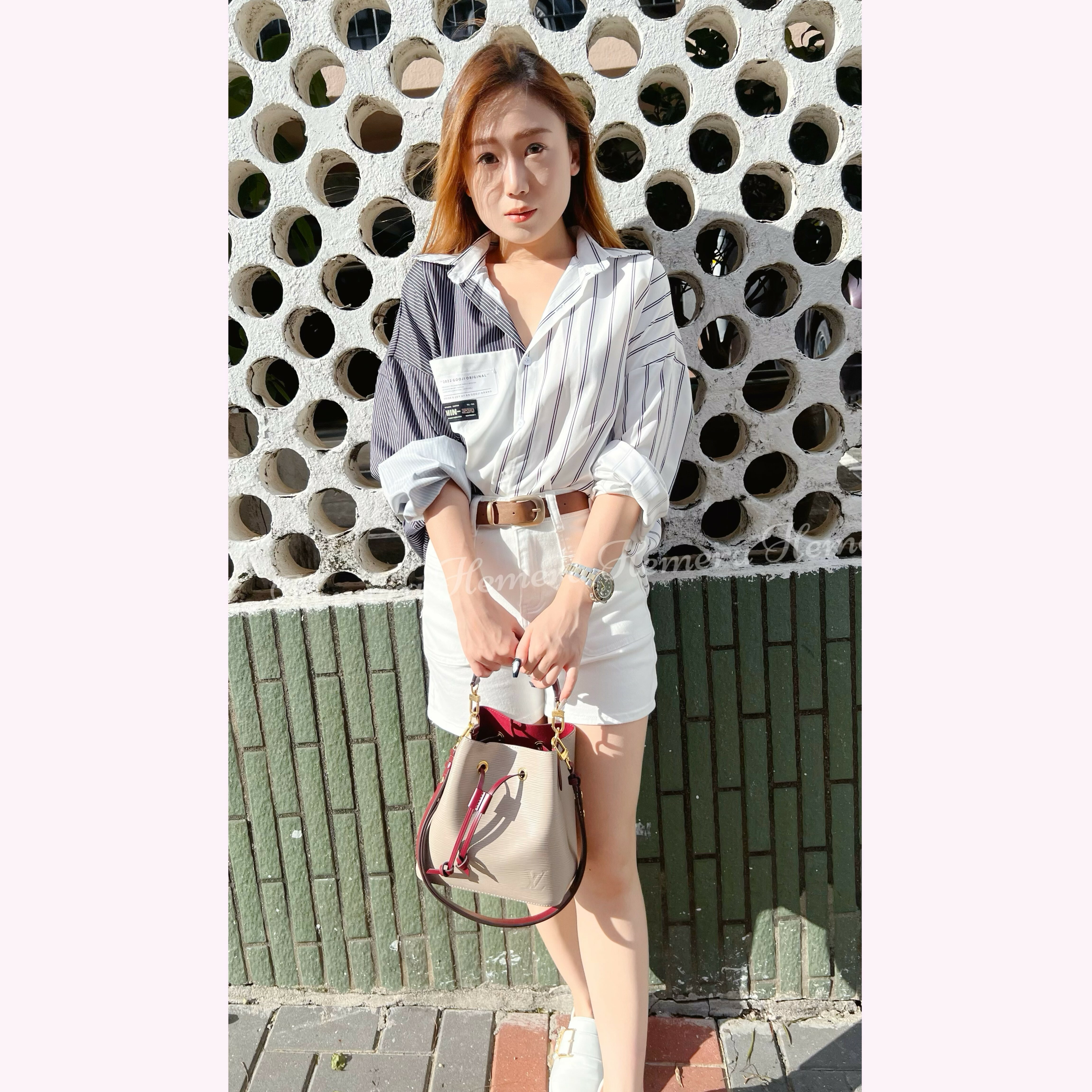 TP23S0923 男友感直紋雙色襯衫