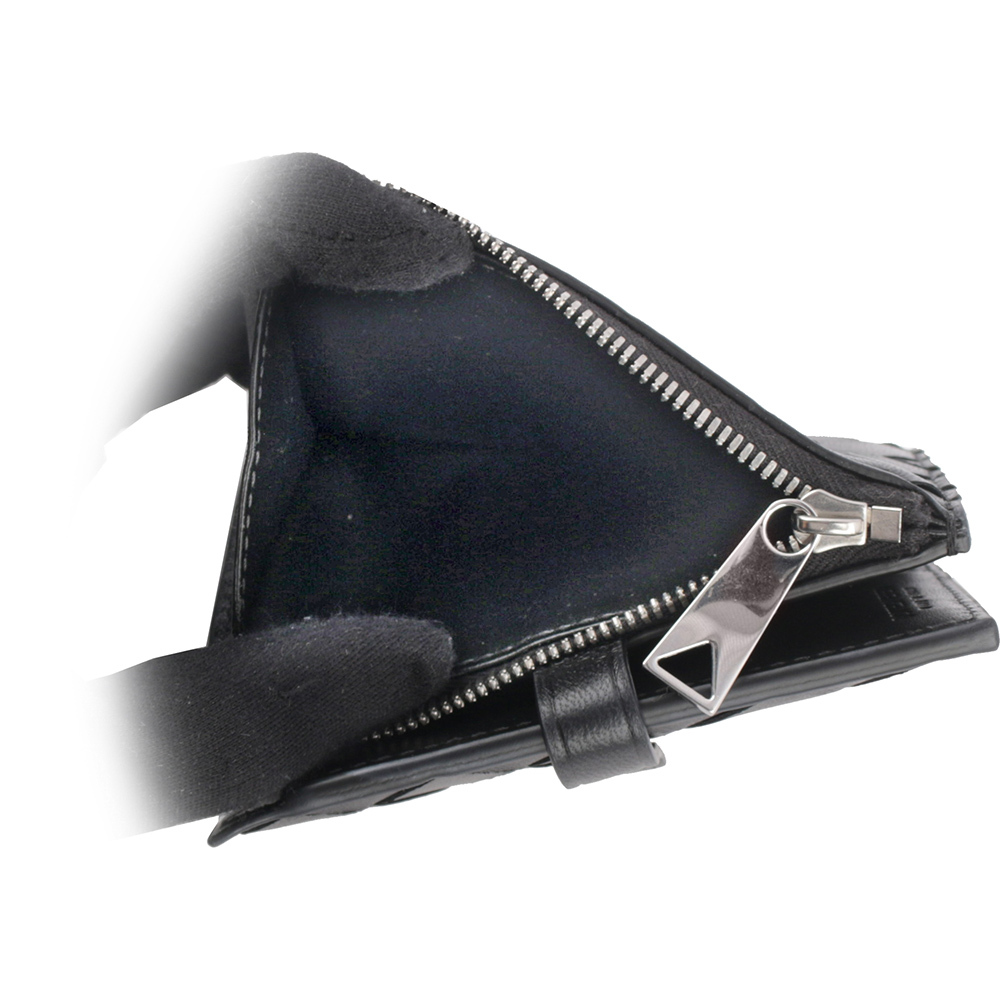 【BOTTEGA VENETA】新款銀釦小羊皮編織釦式零錢袋短夾(黑色) 600270 VCPP3 8803