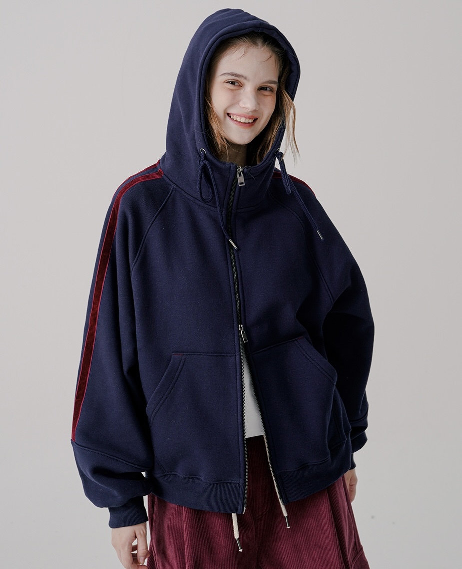 <預購> 韓國WV PROJECT 復古滾邊雙拉鍊刷毛連帽外套#外套