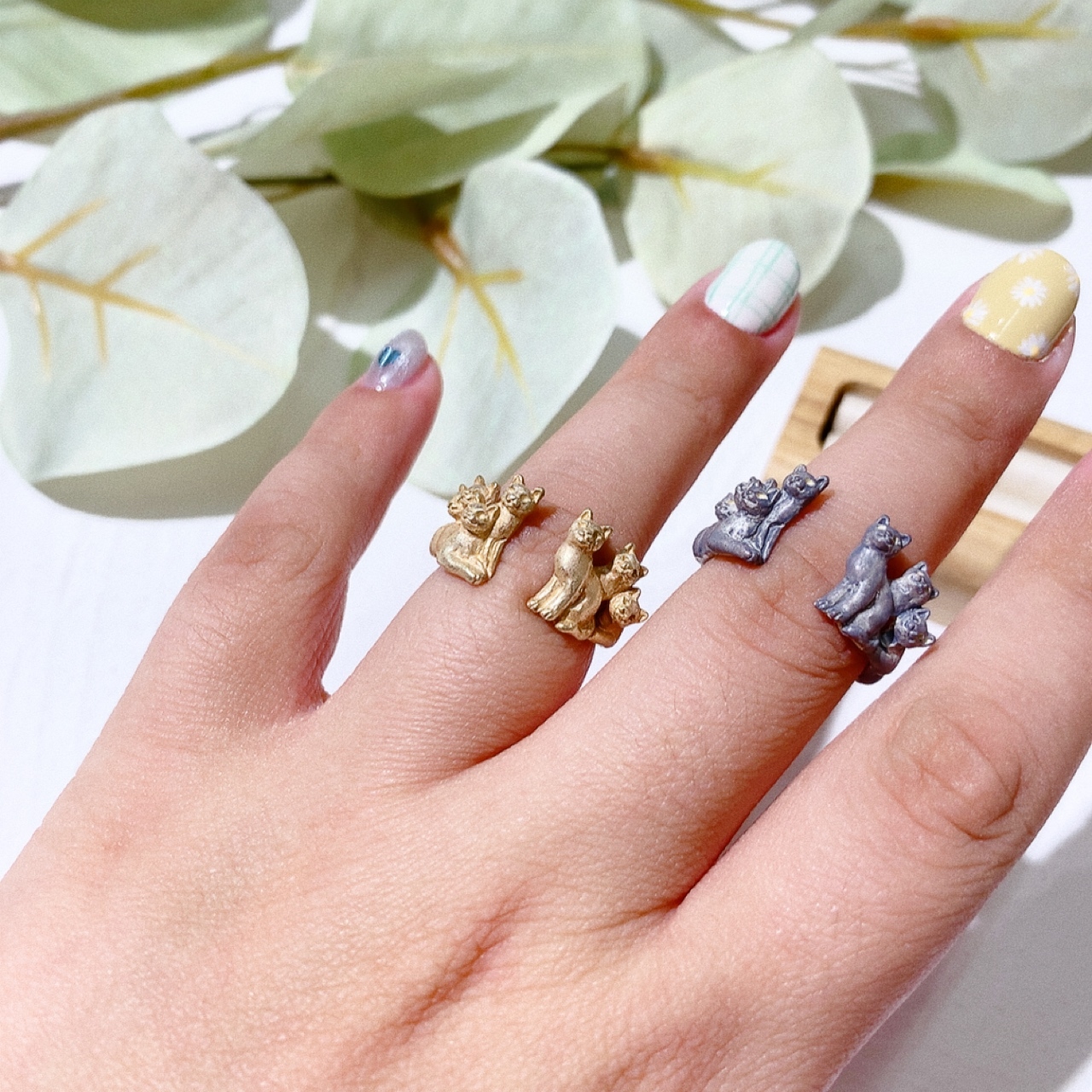 夜晚聚集的貓戒指 (夜光)