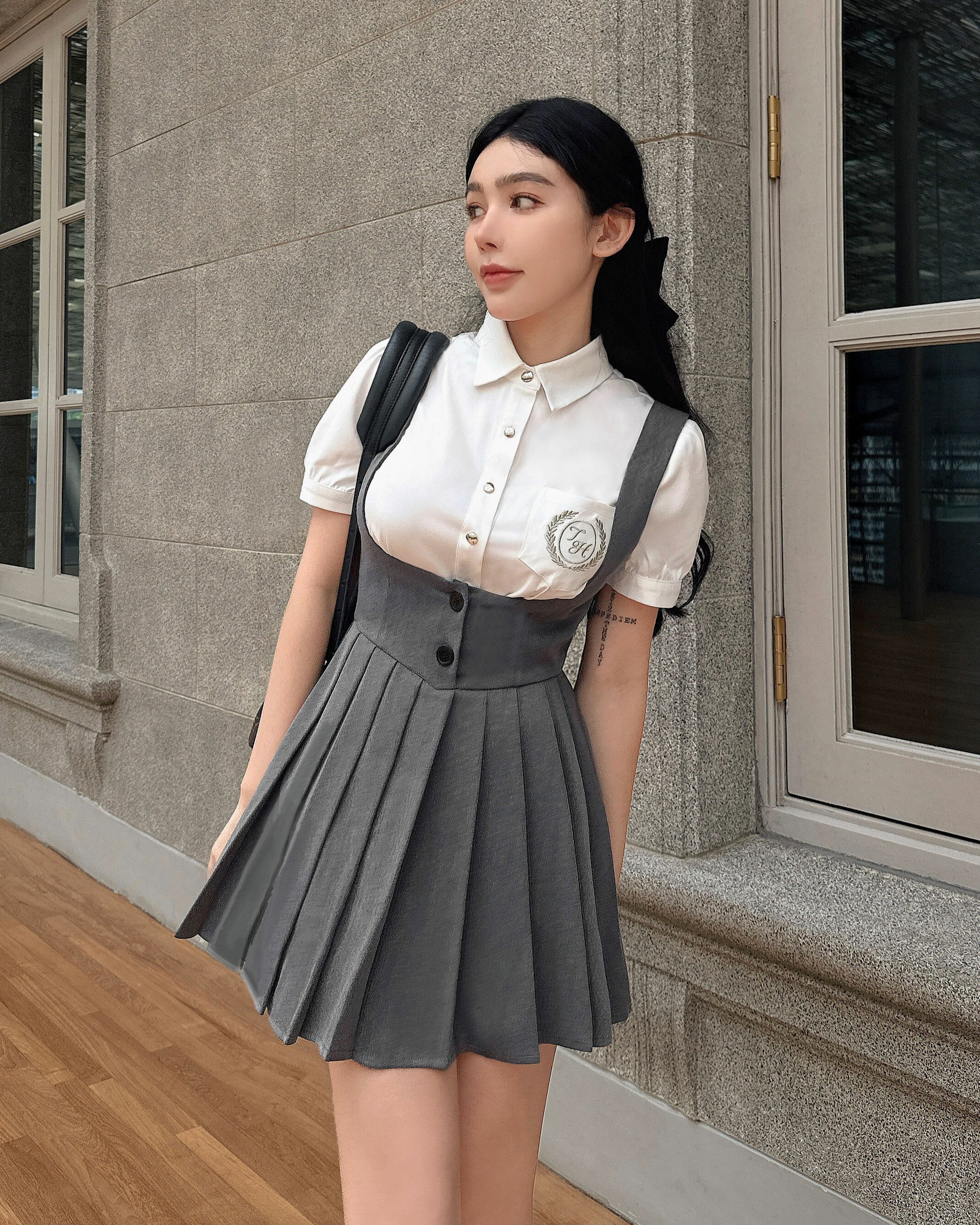 訂製-經典學院百褶背心洋