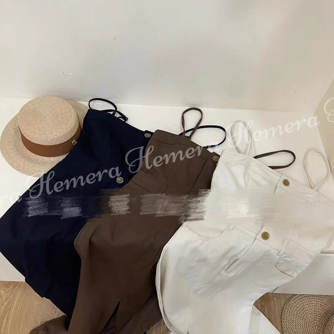 DR23S0919 牛仔吊帶前開叉連身裙