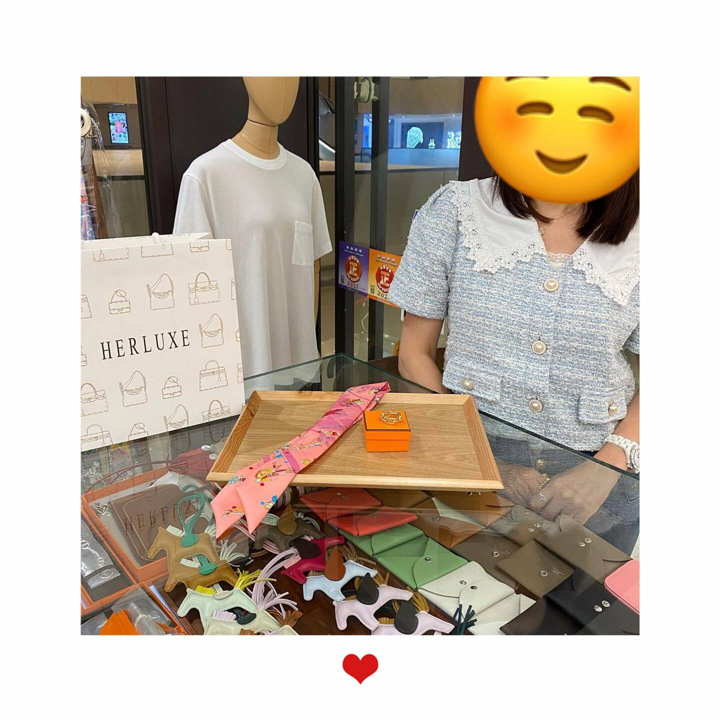 【 感謝支持 】爽快vip靚靚來復購🎉 揀咗Scarf ring 同twilly🎀 仲對手鏈頸鏈很有興趣❤️ 靚靚長期幫襯我哋買手袋同配飾😍 近期剛買咗條鑽石頸鏈💎 大讚我哋商品齊全👍 購物方便🤩 多謝你一直咁支持HERLUXE🫶💪