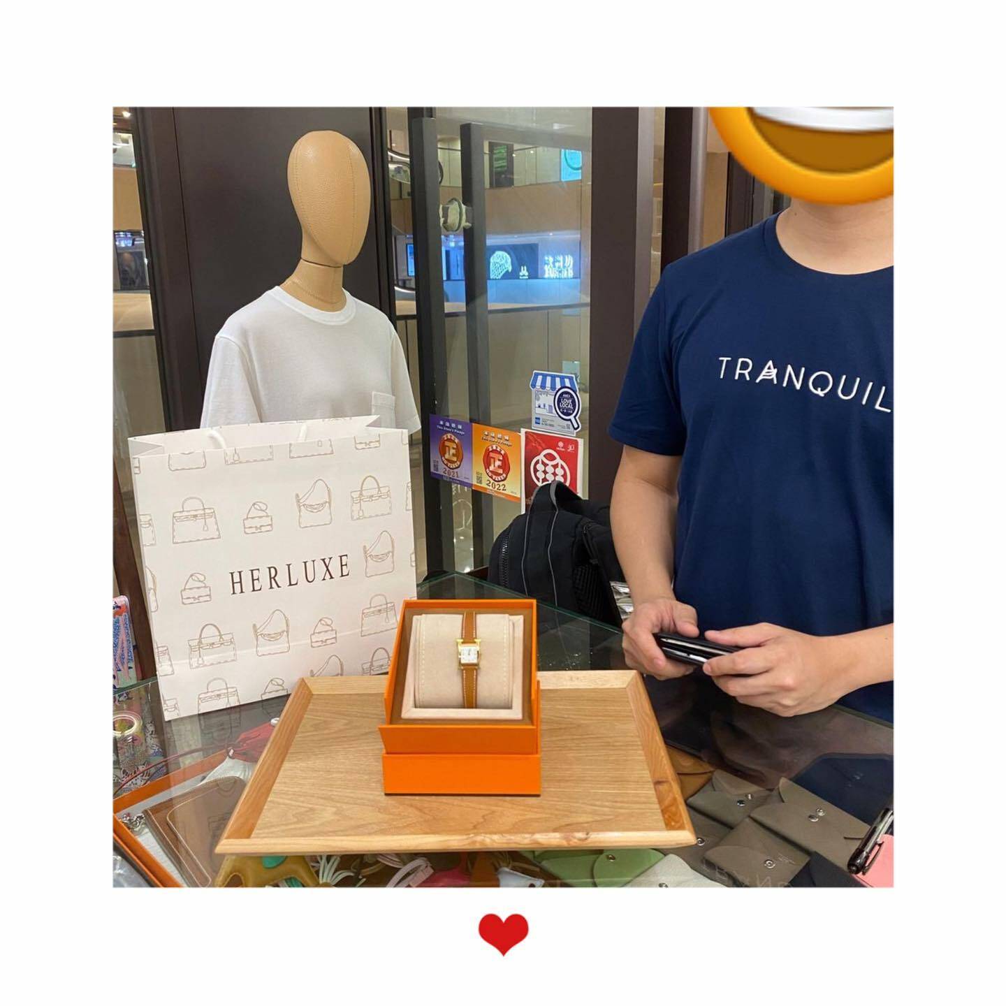 【 感謝支持 】愛妻號先生在線上咨詢後到店pick up Heure H 手錶⌚ 係送比太太嘅禮物🎁 佢太太對CTG很有興趣❤️ 先生表示會同太太再次來HERLUXE買袋🎉 多謝你哋嘅支持與信任🫶💪