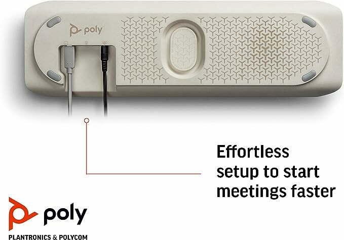 Poly - 同步 60 個智慧型喇叭,適用於會議室,透過 USB-A/USB-C 連接線,透過藍牙連接智慧型手機 - 適用於團隊、Zoom(認證)等