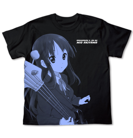 Cospa 1111 けいおん!　秋山澪ｵｰﾙﾌﾟﾘﾝﾄTｼｬﾂ　ﾌﾞﾗｯｸ
