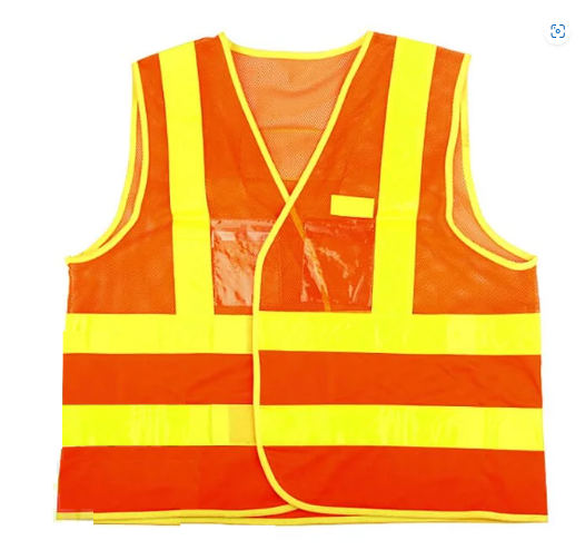 "JSV" 印有"安全第一"反光衣(橙紅色尼龍料/黃色反光帶)-[CRV012-K]