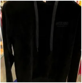 [S] MOSCHINO LOGO PATCH HOODIE PULLOVER, BLACK, ZT17289030-0555 (SM646)