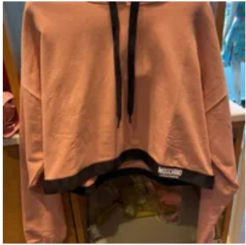 [S] MOSCHINO LOGO TAPE HOODIE LONGSLEEVE CROPPED TOP,PINK, ZUT1724-9031-0169 (SM651)