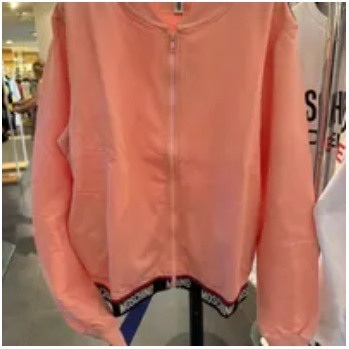 [S] MOSCHINO LOGO TAPE JACKET WITH ZIPPER,PINK, ZT17139012-0133 (SM653)