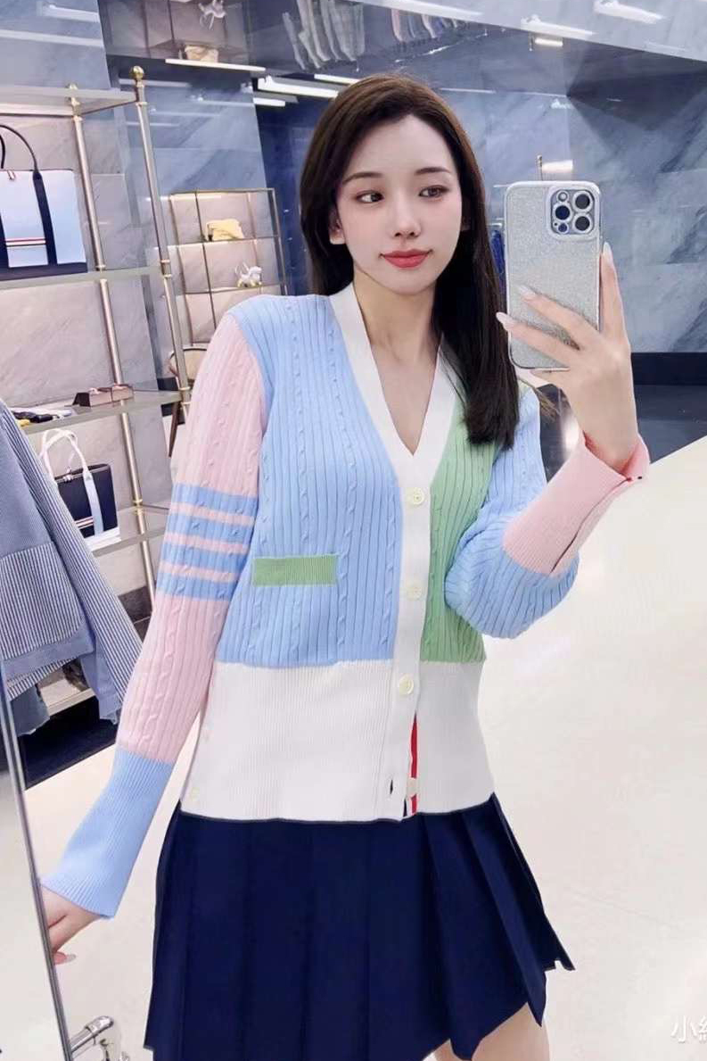 Thom browne 彩虹針織開衫 -M