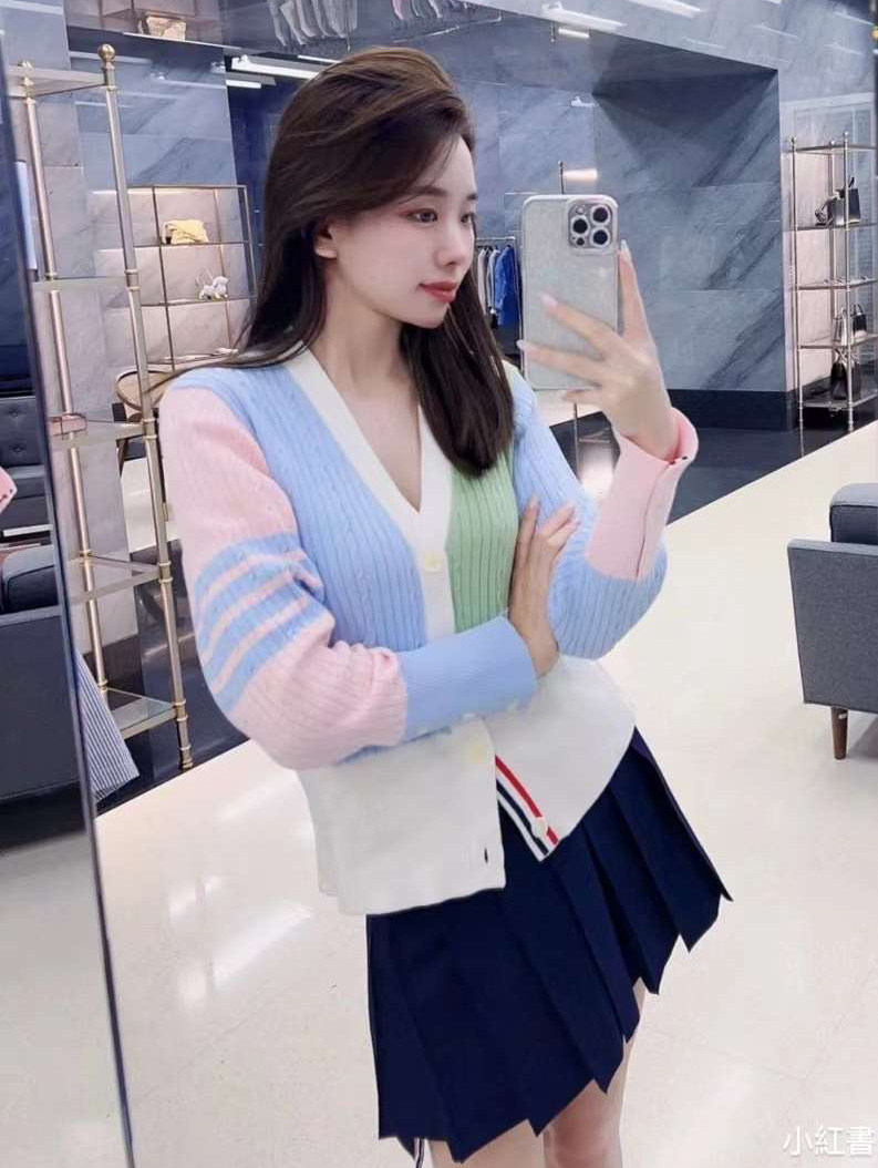 Thom browne 彩虹針織開衫 -M