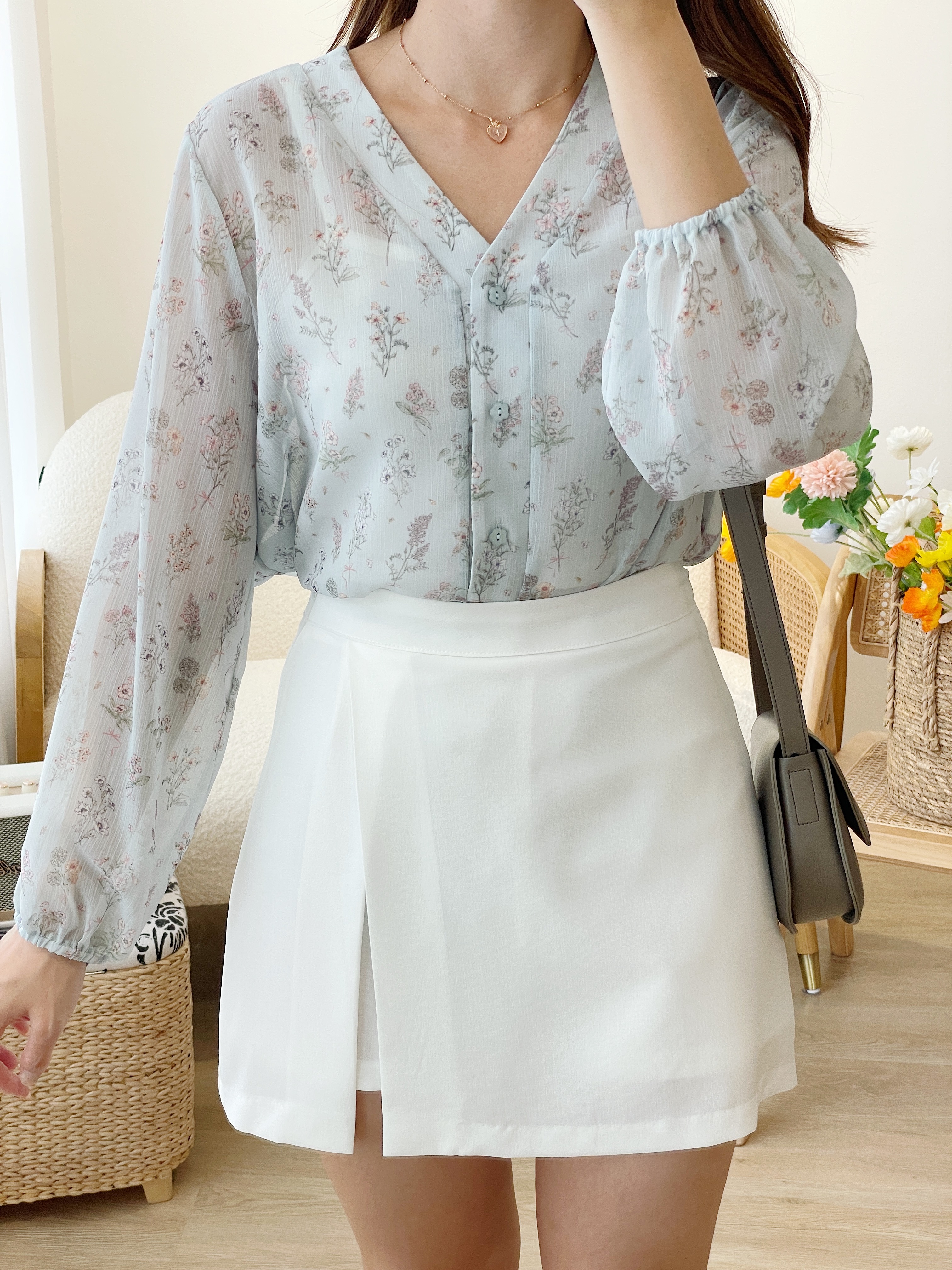 T788 Misty Blossom Floral Blouse
