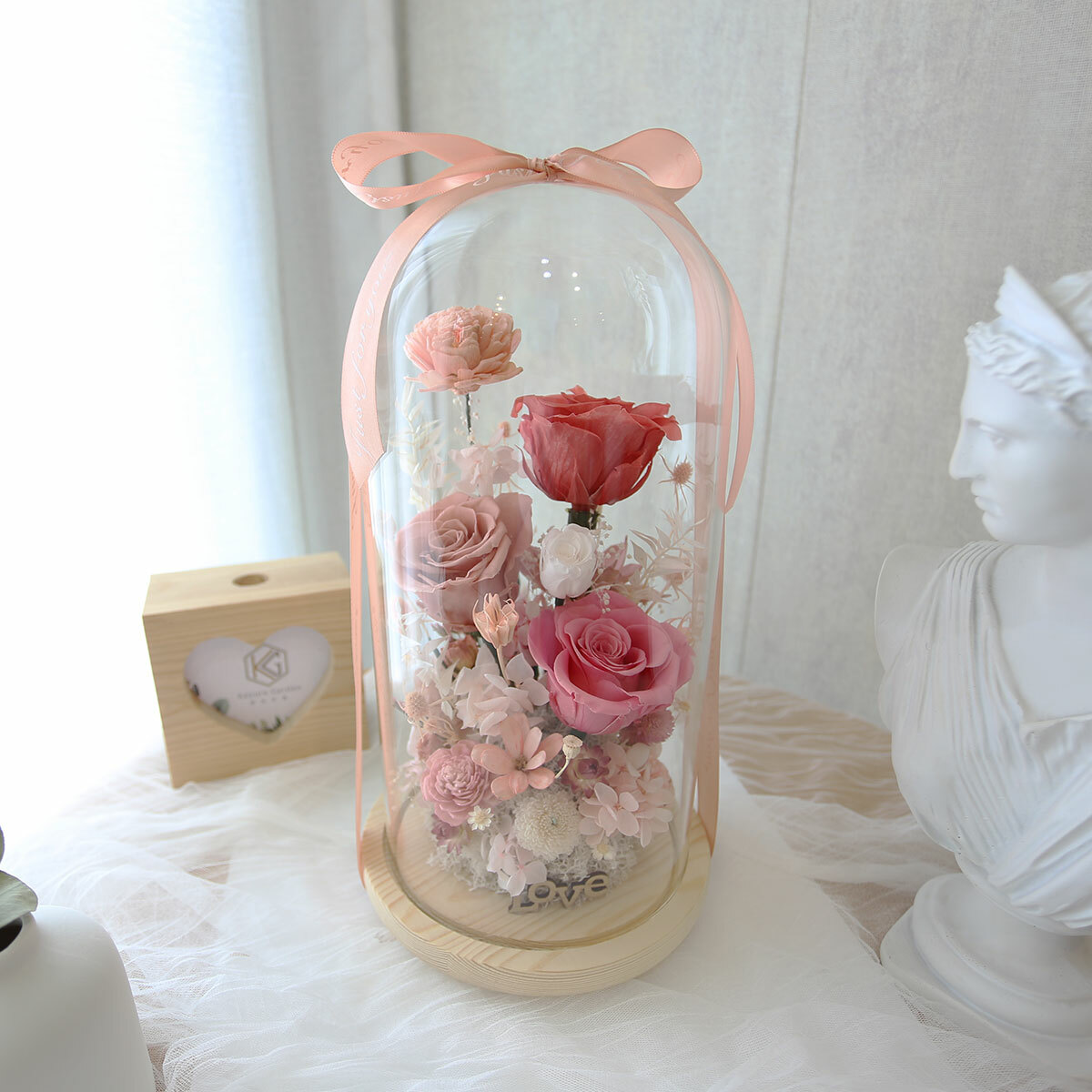 S40｜粉色系永生花大罩盅