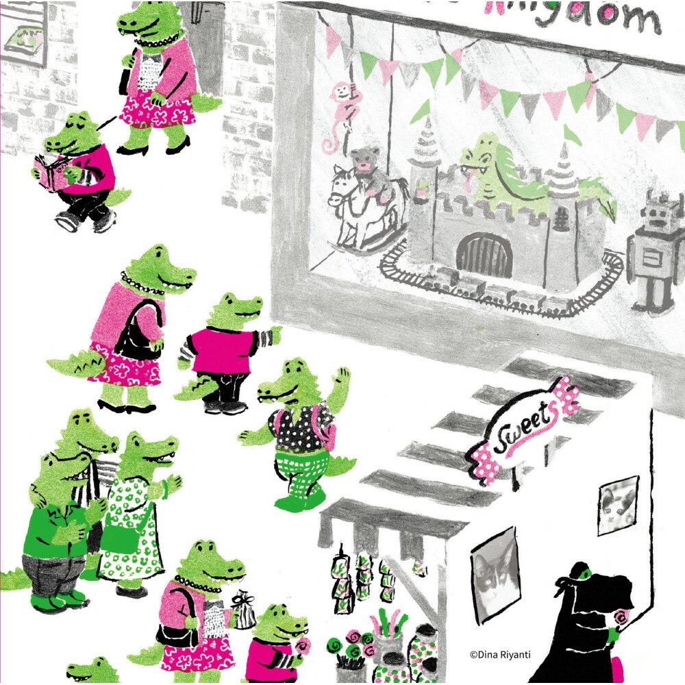 波隆那小方巾《快樂與孤單的鱷魚》右