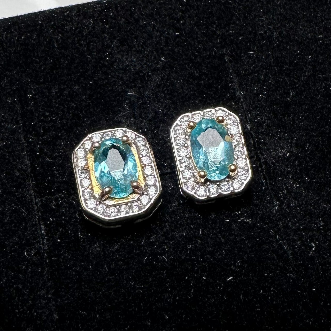 925銀耳環 藍托帕石耳環