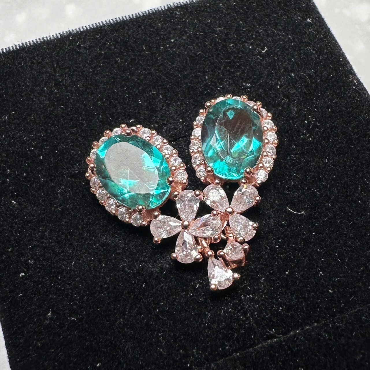 925銀耳環 綠托帕耳環