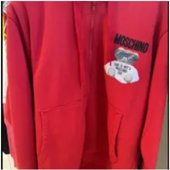 [S] MOSCHINO BEAR PATCH HOODIE ZIP JACKET,RED, ZT1704-5227-1115 (SM660)
