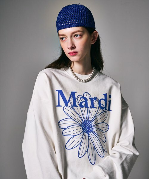 MARDI MERCREDI -  SWEATSHIRT FLOWERMARDI_WHITE VIVIDBLUE