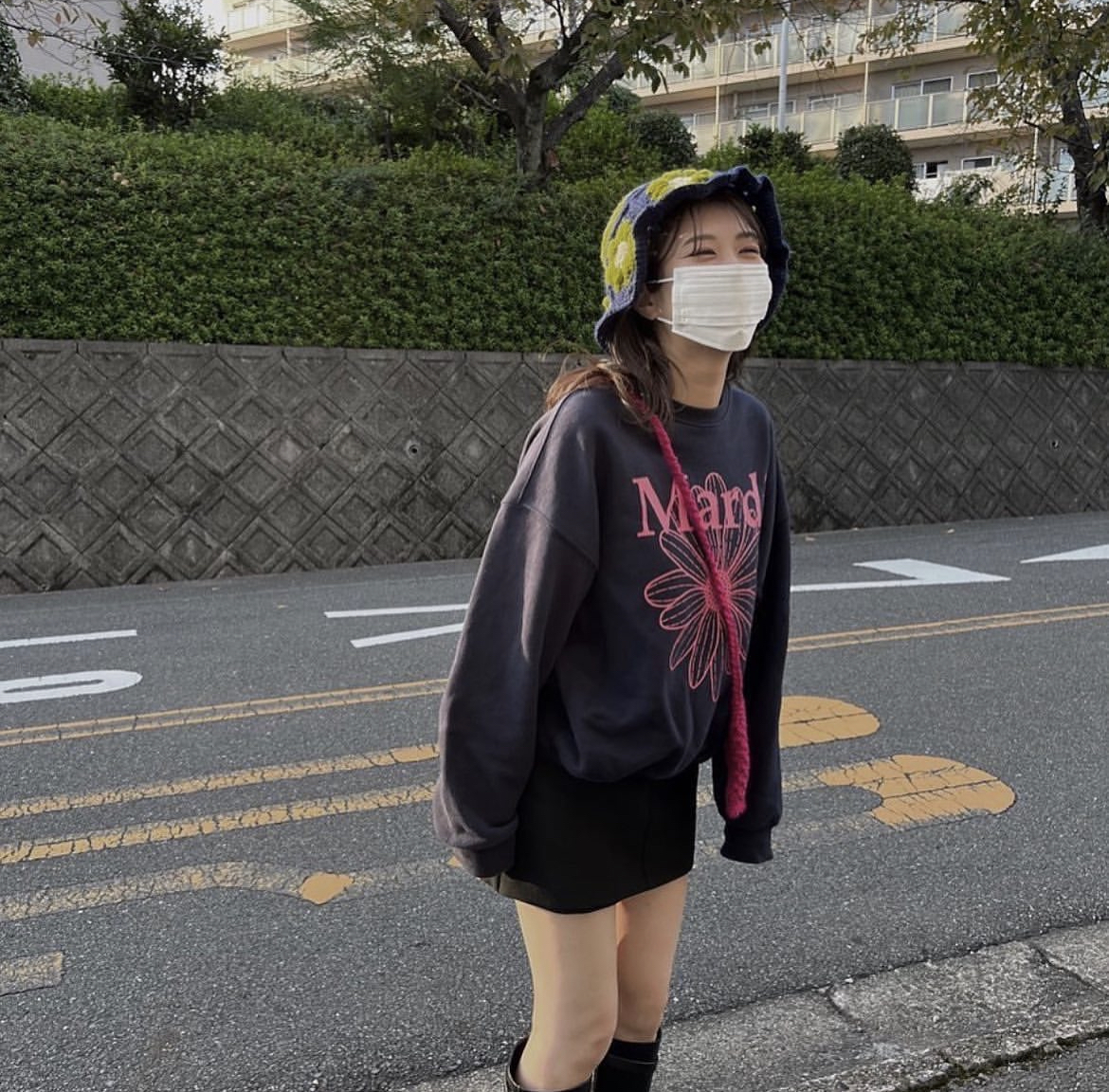 MARDI MERCREDI -  SWEATSHIRT FLOWERMARDI_NAVY VIOLET