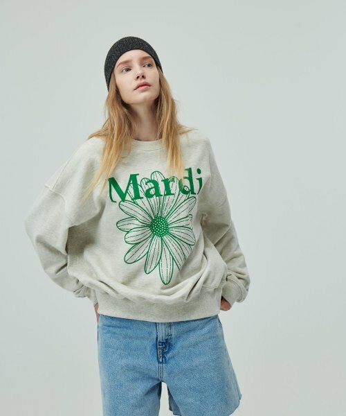 MARDI MERCREDI -  SWEATSHIRT FLOWERMARDI_OATMEAL GREEN
