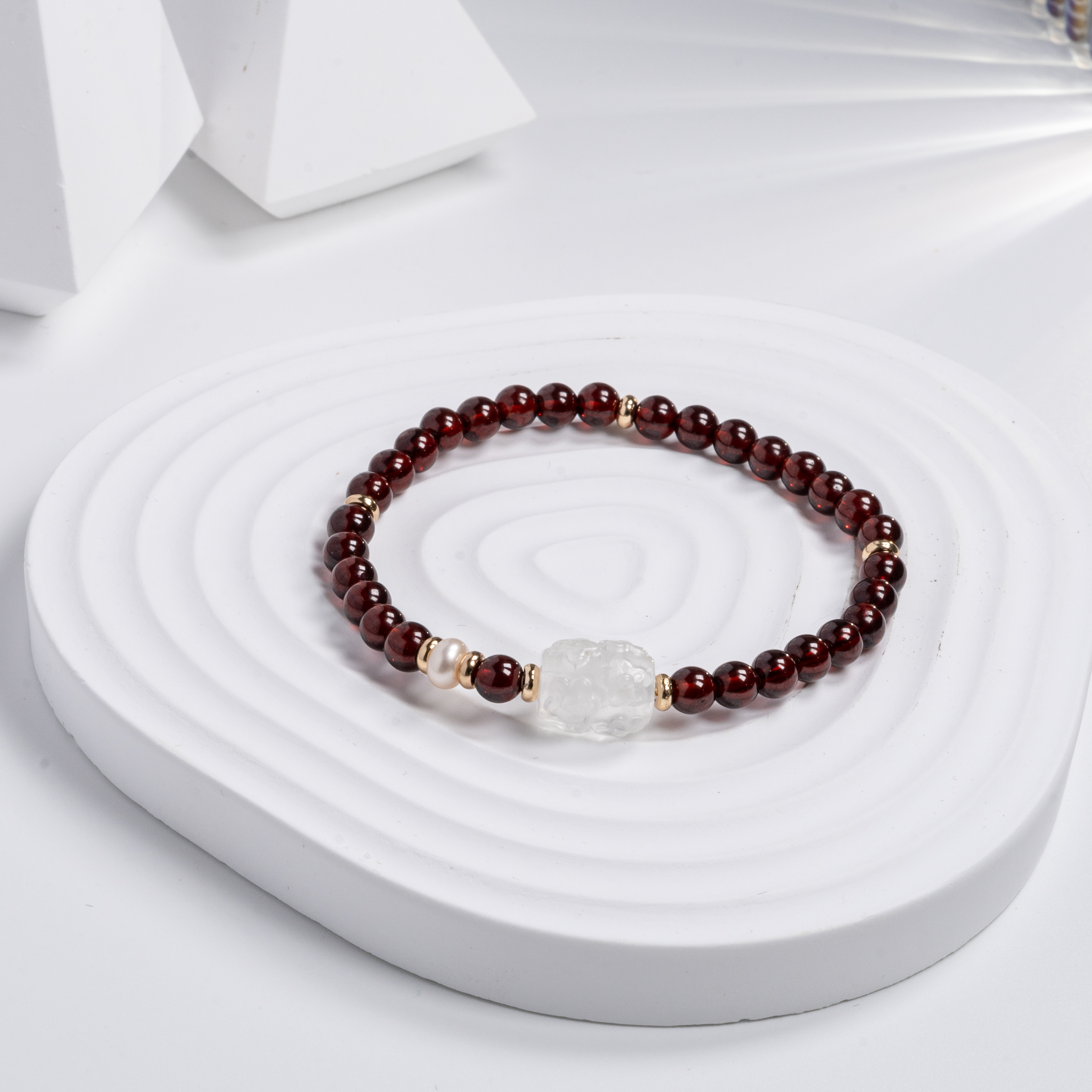 石榴石 × 月光花花桶珠手鍊