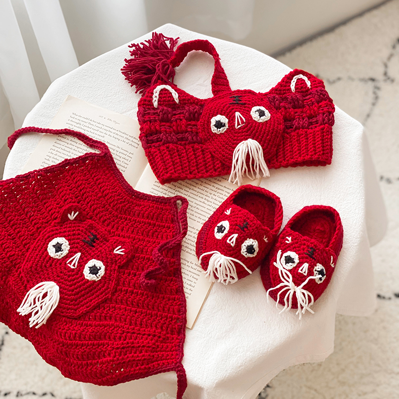 【獨家原創設計】針織虎衣三件組 | 抓周 周歲 (接單訂製品)